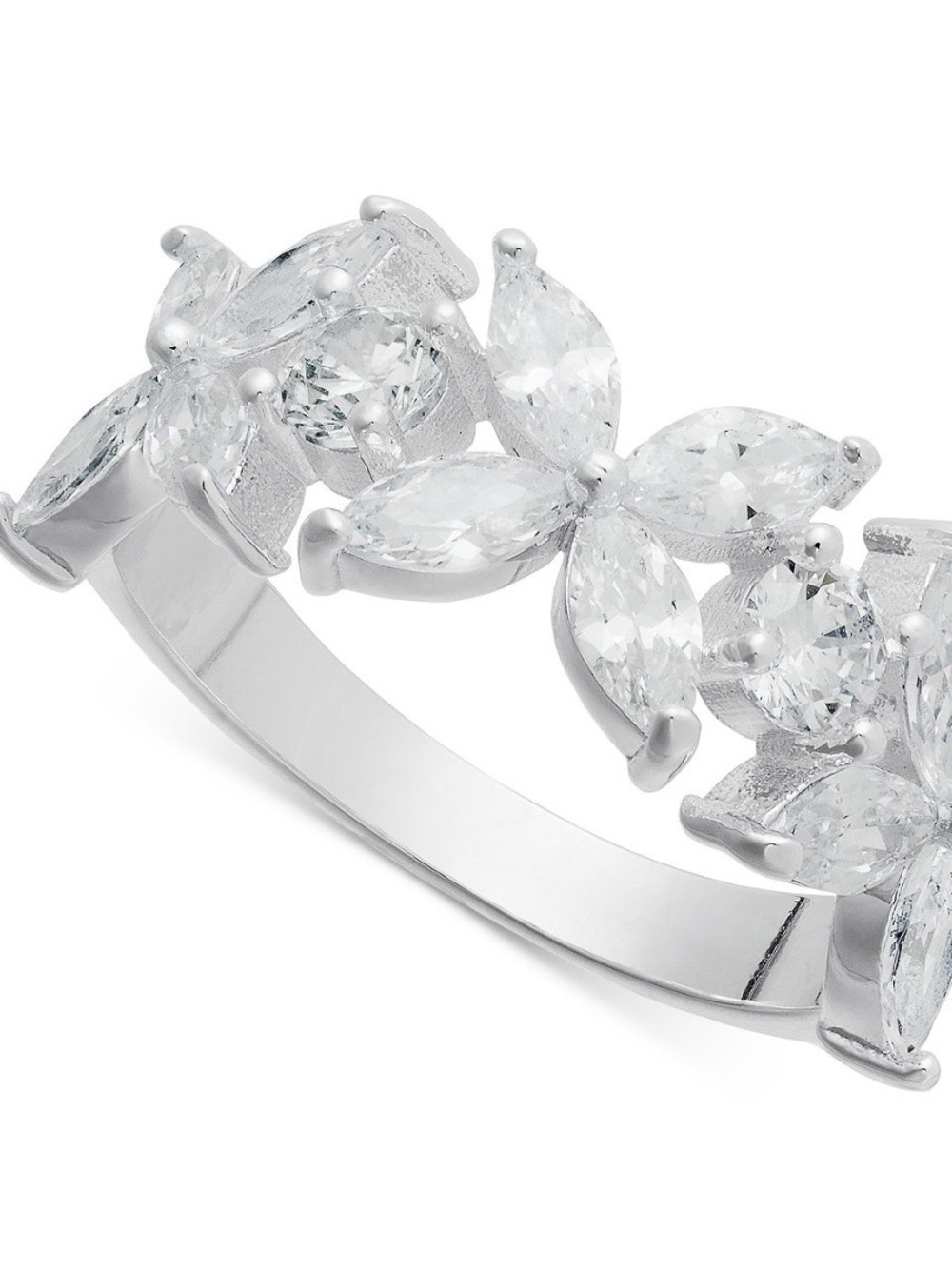 Charter Club Silver Floral Marquise & Round CZ Ring - Clear